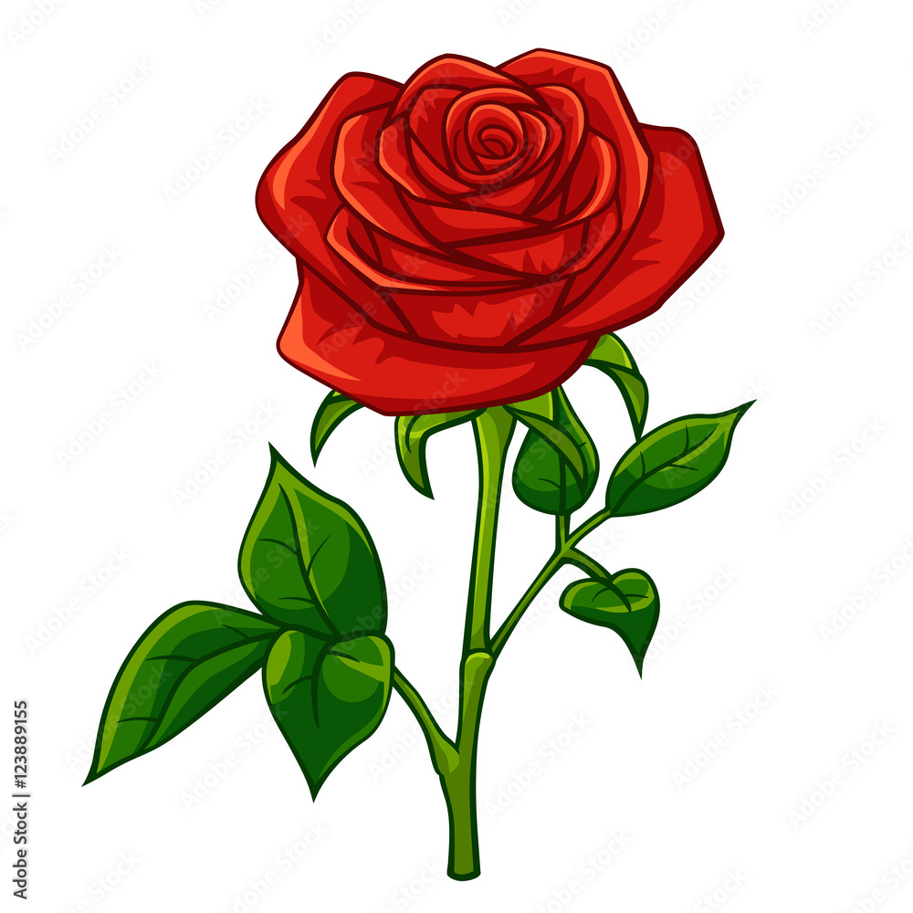 Red rose cartoon style