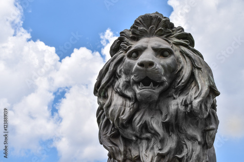 Close-up of a lion's head statue