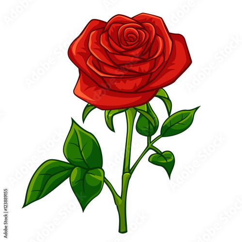Obraz na płótnie Red rose cartoon style w salonie