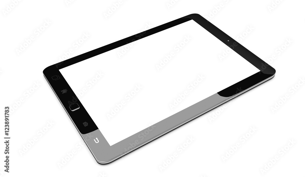 Modern digital black tablet on white background 3D rendering Modern digital black tablet on white background 3D rendering
