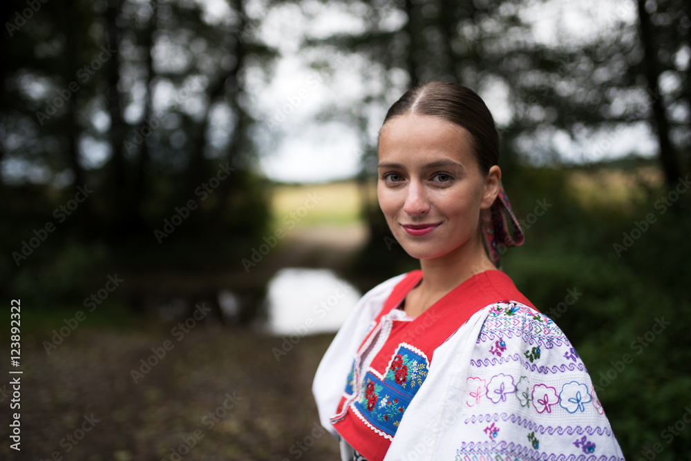 Young woman in slovakian clothes Young woman in slovakian clothes