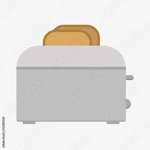 Toasts flying out of toaster isolated on white background.