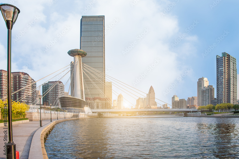 Obraz premium tianjin skyline and cityscape at daytime,china,asia.