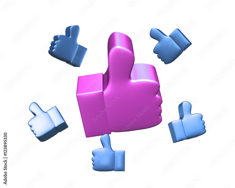 Obraz premium Falling down thumb up, 3D rendering