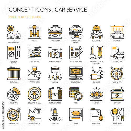 Car serviec , thin line icons set , Pixel Perfect Icons