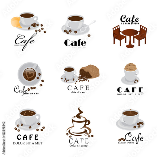Cafe Icons Set Isolated On White Background Vector Illustration. Graphic Design for Web,Websites,App, Print, Presentation Templates, Mobile Applications And Promotional Materials