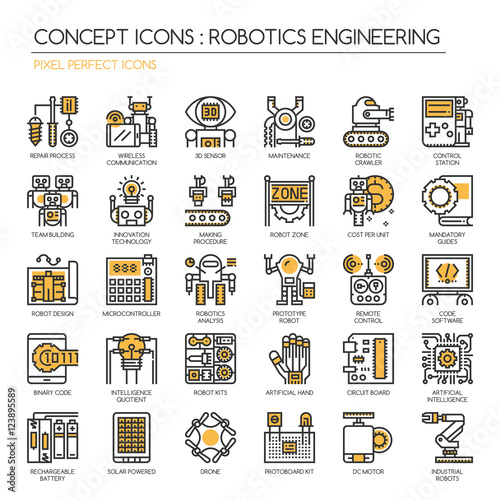 Robotics engineering , Thin Line and Pixel Perfect Icons
