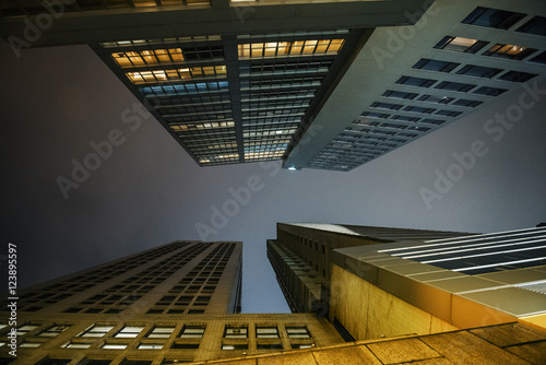 Skyscraper at night in Hong Kong photo