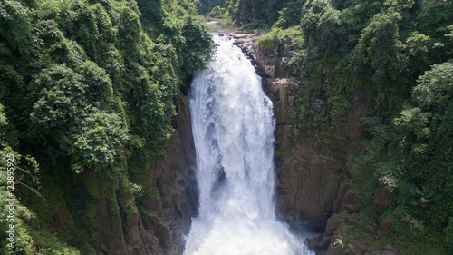 Landscape of Very high Waterfall from cliff in forest  Thailand