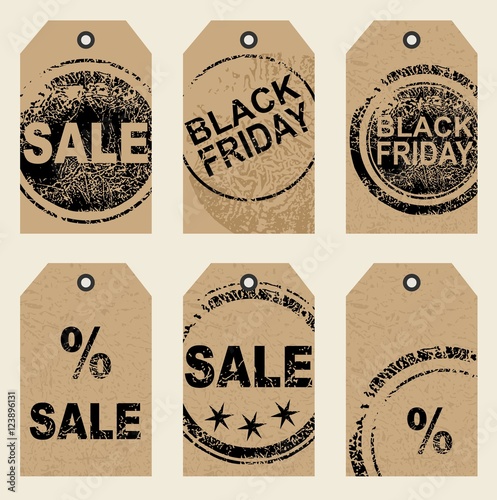 Set of tags. Black Friday Sale price tag.