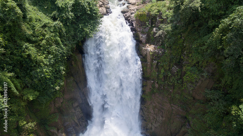 Landscape of Very high Waterfall from cliff in forest, Thailand