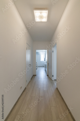 Light interior with flooring in a modern apartment