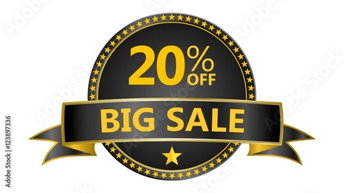 Big Sale motion tag. Discount and special offer. 20% off. 4K Black Friday animation online shopping banner. Include PNG + Alpha channel. photo