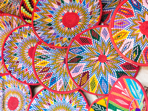 Ethiopian handmade Habesha baskets sold in Axum, Ethiopia.