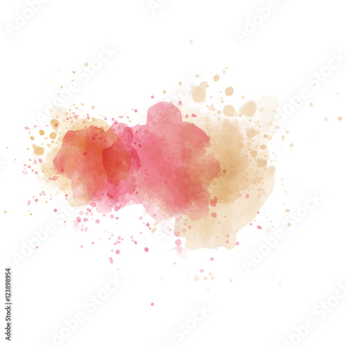 Pink watercolor painted  stain isolated on white background