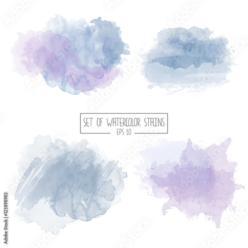 Set of color vector watercolor stains
