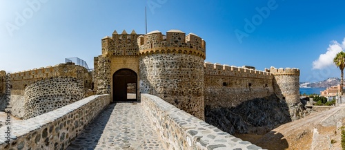 Panoramic view of Almuñécar (Almunecar) castle on a beautiful day, Spain 