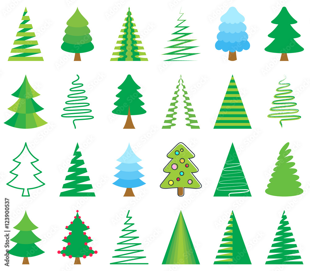 Colorful vector abstract christmas tree icons