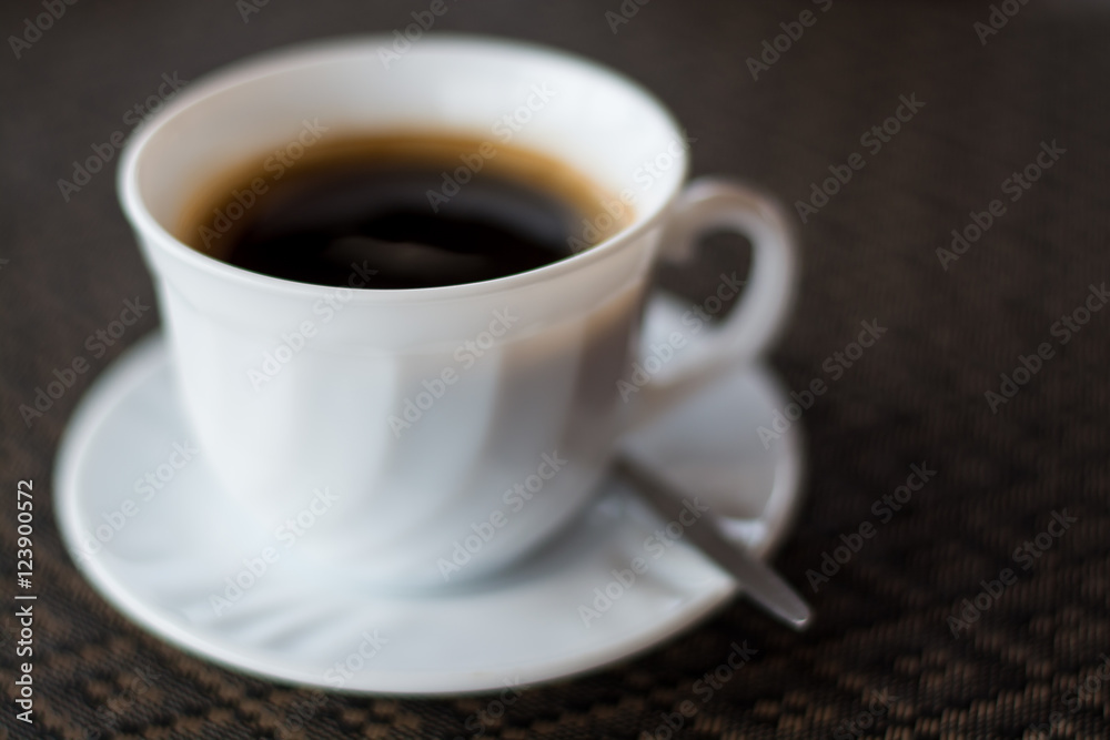 Cup of instant coffee on a table at restaurant