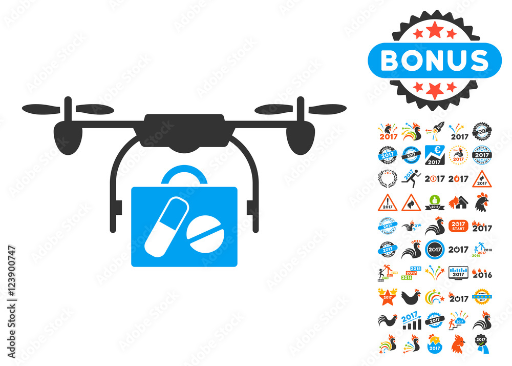 Airdrone Pharmacy Delivery icon with bonus 2017 new year clip art ...