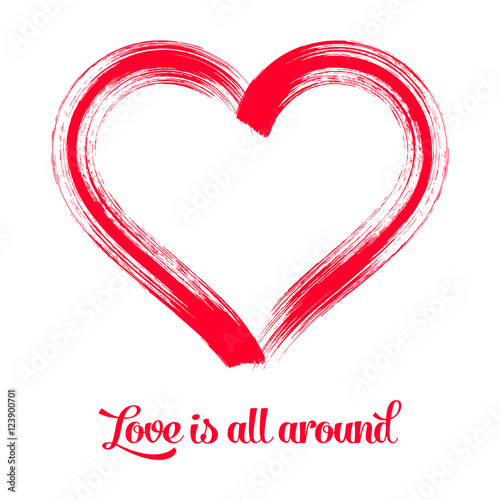 Red vector brush stroke heart symbol