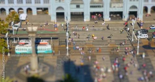 Wallpaper Mural SAN FRANCISCO - Circa October, 2016 - A high angle tilt-shift establishing shot of busy activity on The Embarcadero in front of the Ferry Building.  	 Torontodigital.ca