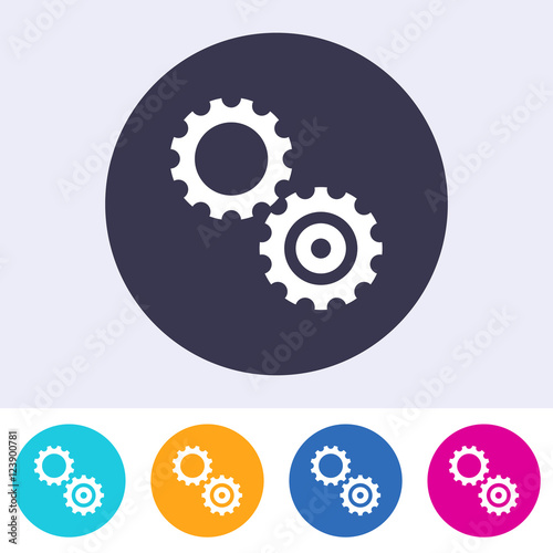 Simple vector gears icon colorful buttons