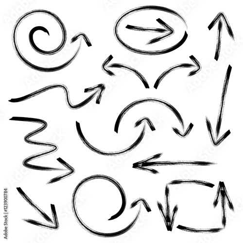 Black vector hand drawn arrows collection