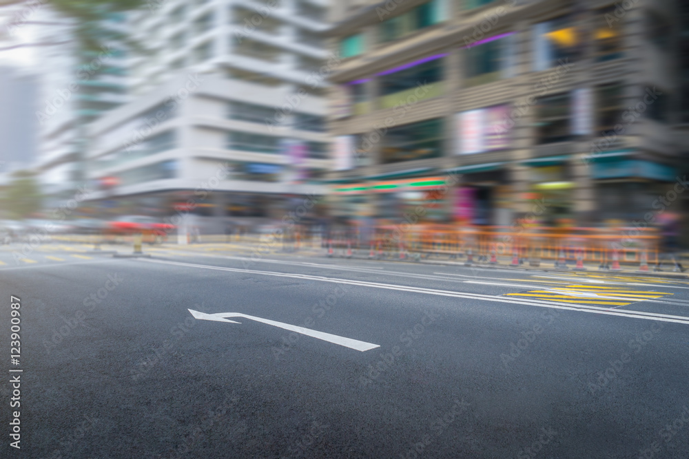 blurred urban street and highrise,Hong Kong,china.