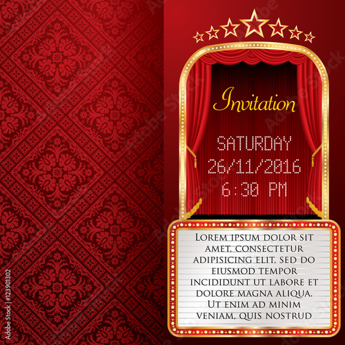 red stage invitation