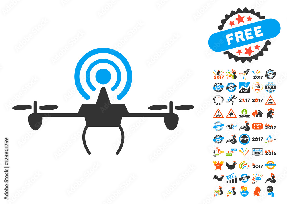 Wifi Repeater Drone icon with bonus 2017 new year clip art. Vector  illustration style is flat iconic symbols, blue and gray colors, white  background. Stock Vector | Adobe Stock