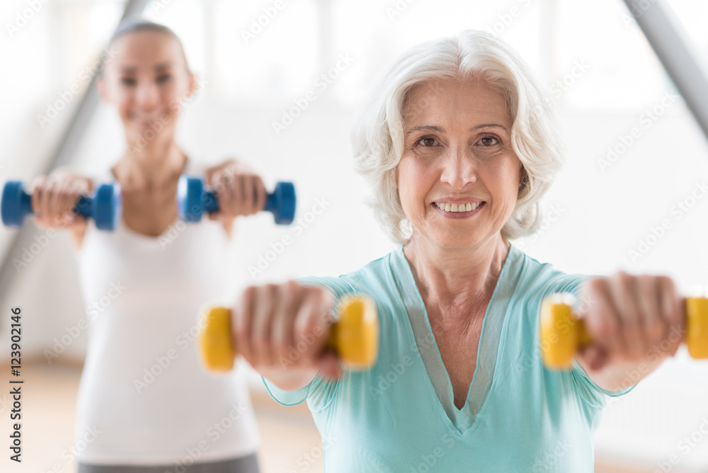 Good looking cheerful woman smiling Good looking cheerful woman smiling