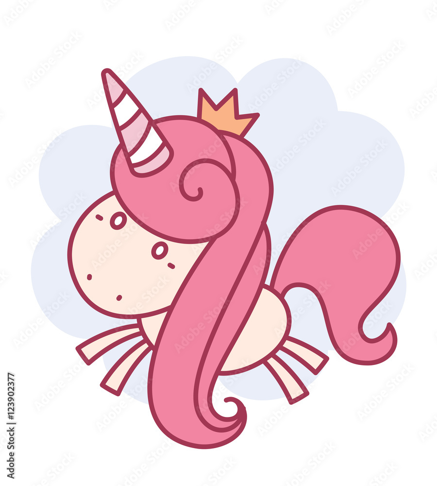 Vector illustration of cute magic unicorn flying in the sky with Vector illustration of cute magic unicorn flying in the sky with