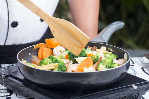 Chef stir fry vegetables