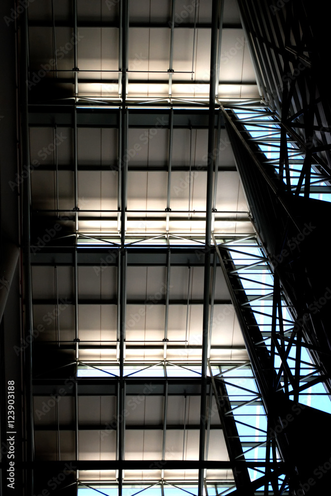 Steel frame roof interior Steel frame roof interior