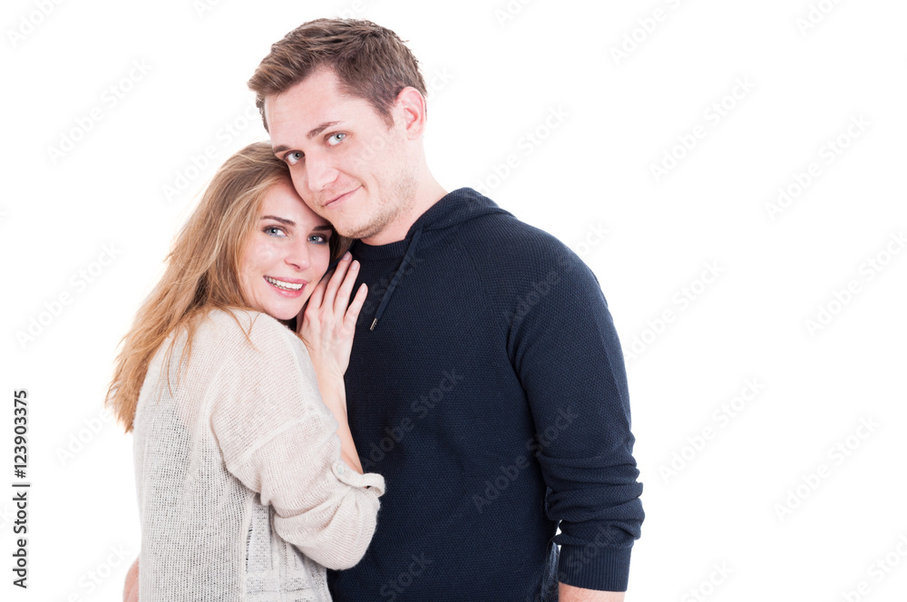 Happy couple posing and being affective Happy couple posing and being affective