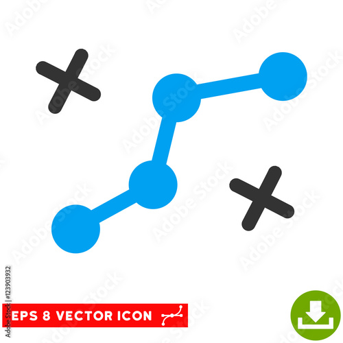 Route Points EPS vector pictograph. Illustration style is flat iconic bicolor blue and gray symbol on white background.