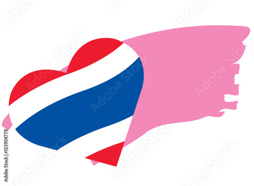 Thailand Flag in heart shape and space for text