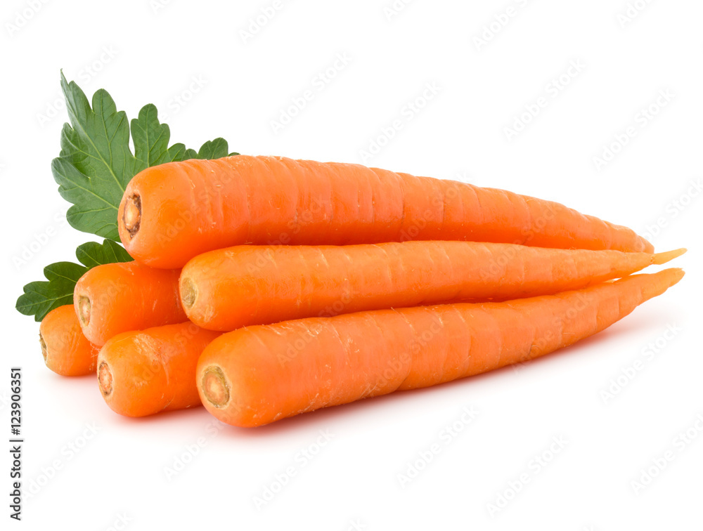 Sweet raw carrot tuber isolated on white background cutout Sweet raw carrot tuber isolated on white background cutout
