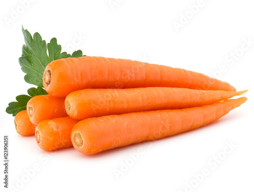 Sweet raw carrot tuber isolated on white background cutout