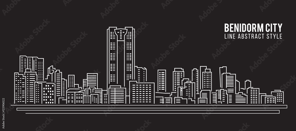 Cityscape Building Line art Vector Illustration design - Benidorm city