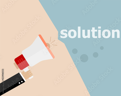 flat design business illustration concept. Solution digital marketing business man holding megaphone for website and promotion banners. © fotoscool