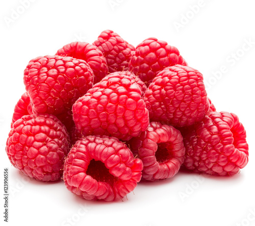 ripe raspberries isolated on white background close up