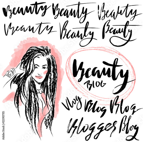 Vector illustration handmade calligraphy. Text beauty blog for of social media content