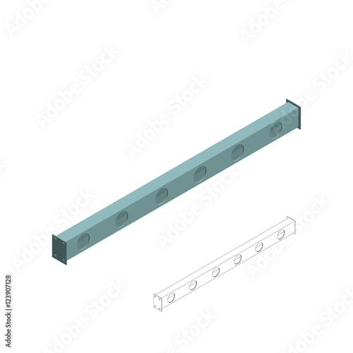 3d metal beam. 3d isometric...
