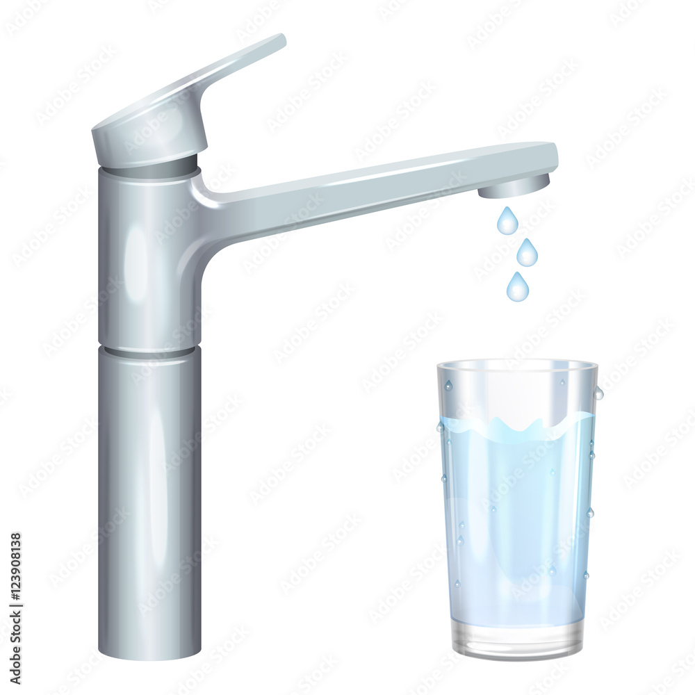 Glass filled with drinking water from tap. Pure water. Vector Glass filled with drinking water from tap. Pure water. Vector