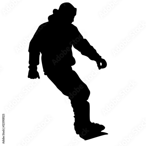 Black silhouettes snowboarders on white background. Vector illu