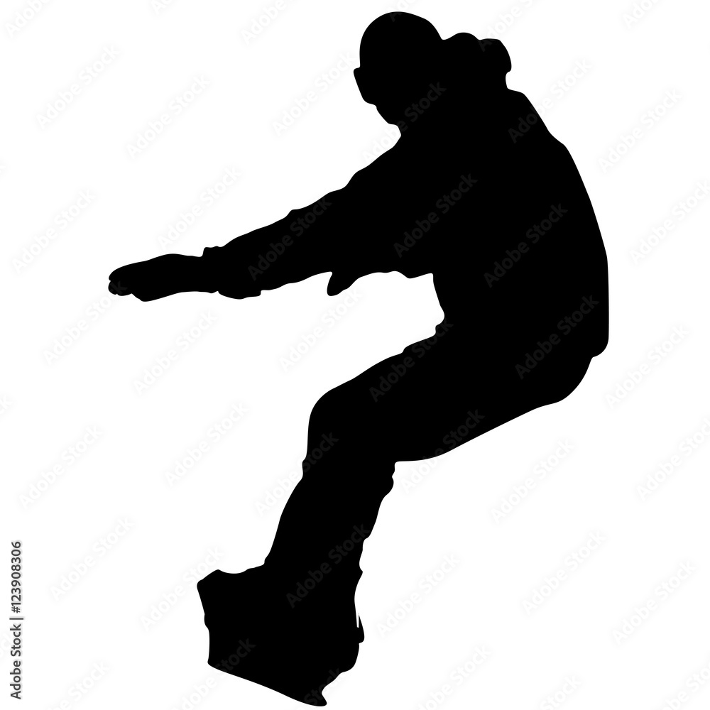 Black silhouettes snowboarders on white background. Vector illu Black silhouettes snowboarders on white background. Vector illu