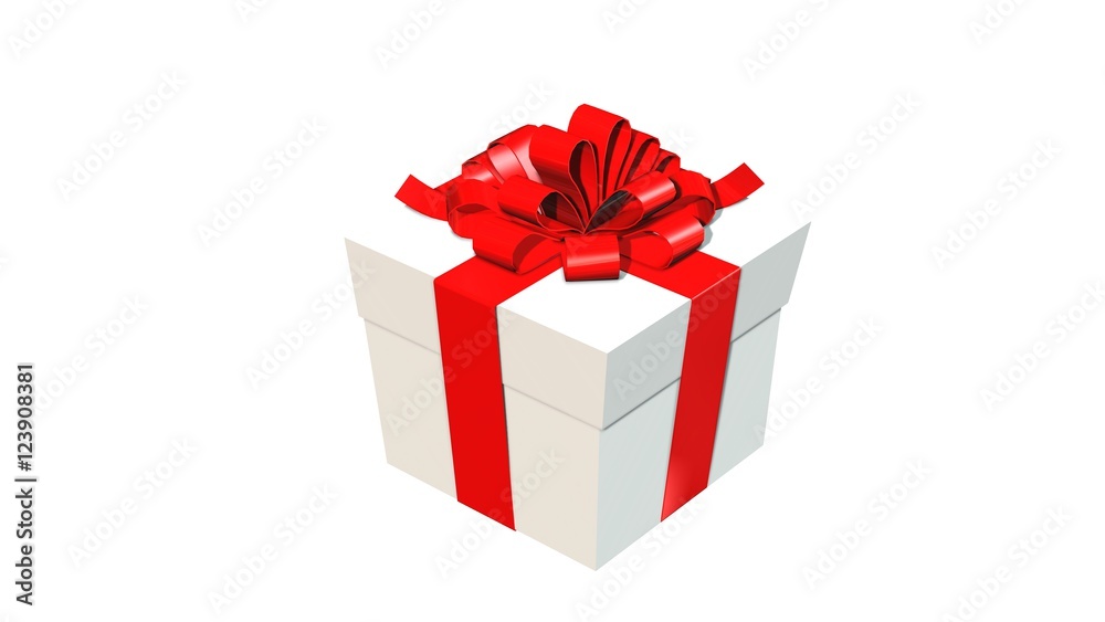 Present box for Christmas or birthday with red ribbons isolated on white Present box for Christmas or birthday with red ribbons isolated on white