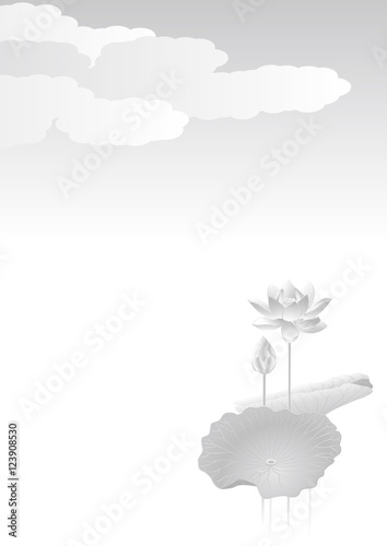 蓮の花　モノクロ